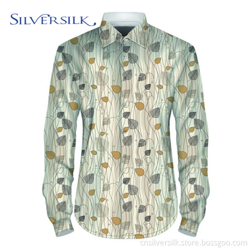 Single breasted print elegant floral men shirt